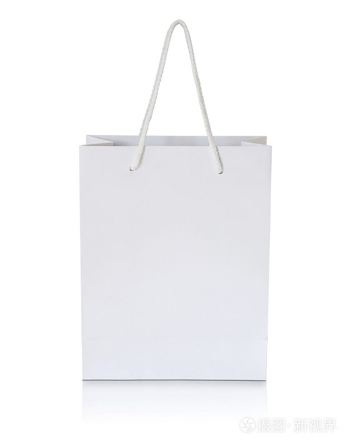 白色背景上的白色纸袋