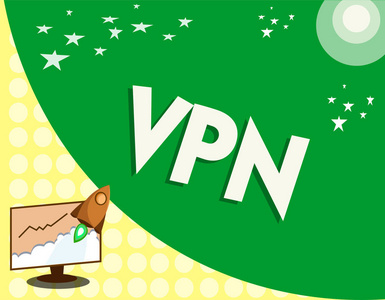 显示 Vpn 的文本符号. 概念照片通过配置的服务器重定向到 Internet 的连接