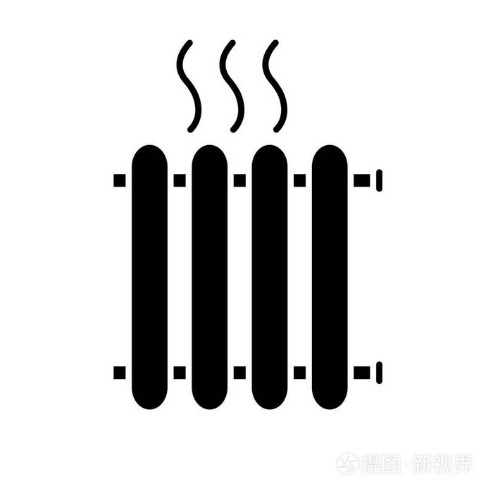 加热器.剪影符号.负空间.矢量隔离插图