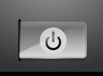 玻璃透明效果电源启动按钮, 关闭图标, 矢量 Ui 或应用程序符号设计