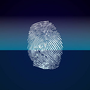 指纹扫描在蓝色背景.矢量照片