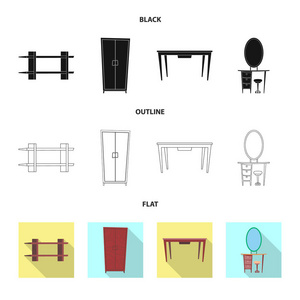 家具和公寓符号的矢量插图。网站家具和家庭股票符号的收集