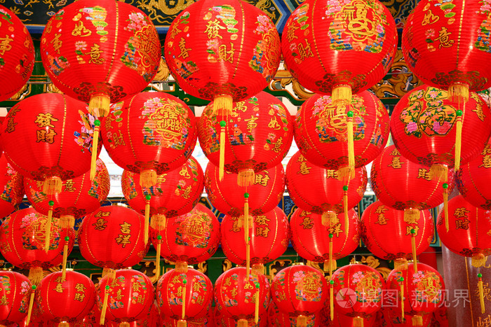 在中国农历新年春节期间红灯笼