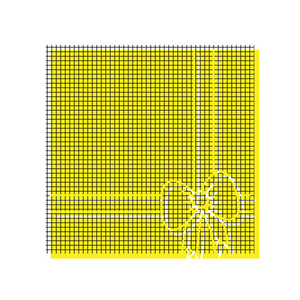礼品盒标牌插图。向量。带方形 patt 的黄色图标