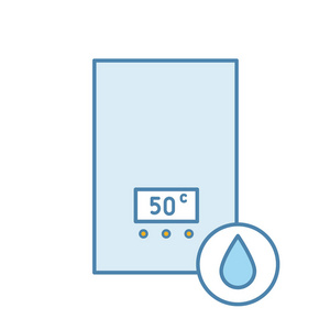 电热水器颜色图标.加热水.家用锅炉.孤立向量例证照片