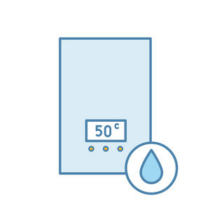 电热水器颜色图标。加热水。家用锅炉。孤立向量例证