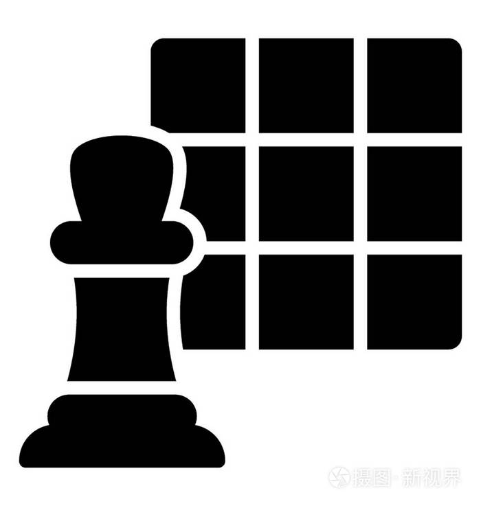 棋盘游戏的图标与国际象棋棋子描绘国际象棋
