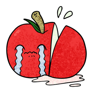 卡通悲伤切片苹果图片