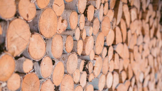 为壁炉准备的桩柴。木质背景特写