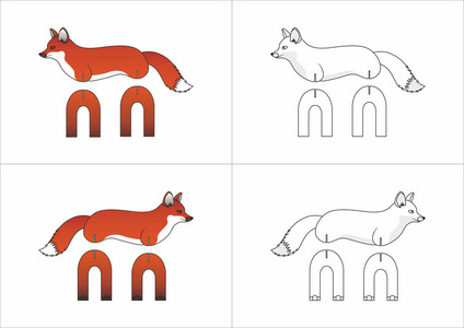 儿童用纸制成的玩具狐狸模板
