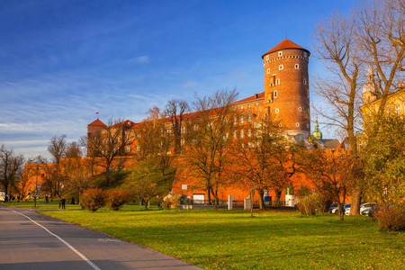 波兰维斯瓦河河畔克拉科夫的皇家瓦维尔城堡