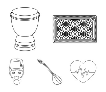 土耳其设置集合图标的轮廓样式矢量符号股票插画网站照片