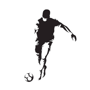 足球运动员运行和踢球, 孤立矢量 silhouet