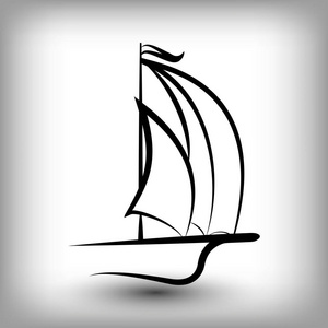 游艇徽标模板。风帆小船剪影