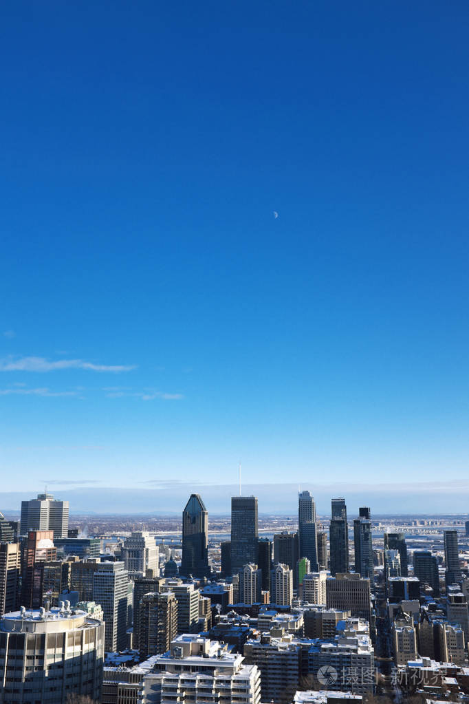蒙特利尔的冬季城市天际线