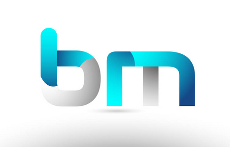 灰色蓝字母字母 bm b m 标志3d 设计