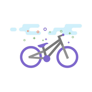 试验自行车图标轮廓平坦的颜色样式。矢量插图