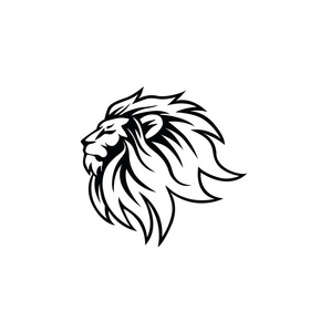 愤怒的狮子头, 黑白, 矢量徽标设计, 插图, 模板