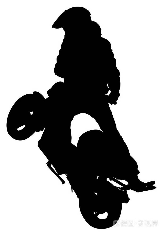 运动摩托车和人在白色背景