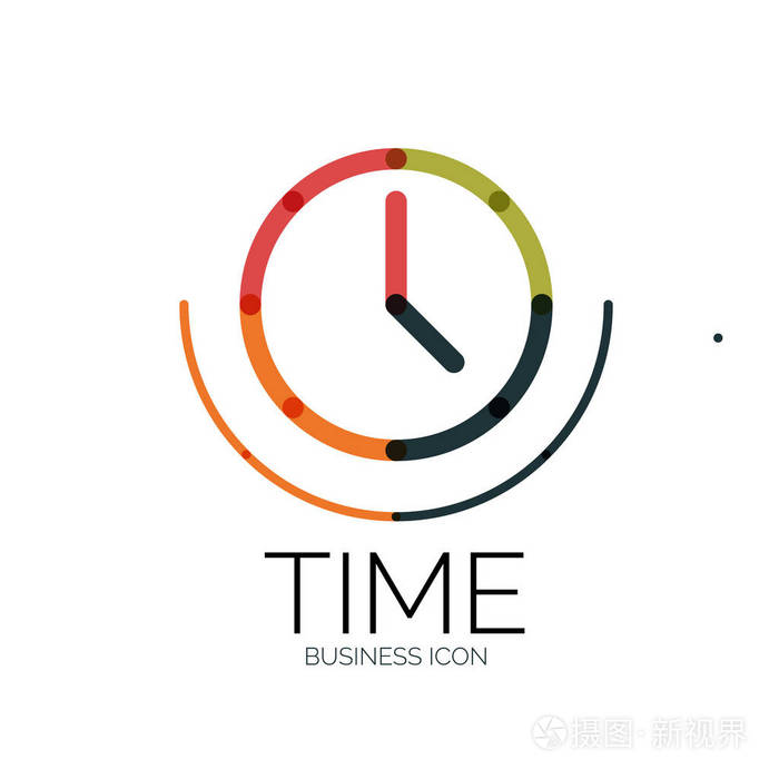 矢量抽象徽标观念时间观念或时钟业务图标创意标识设计模板
