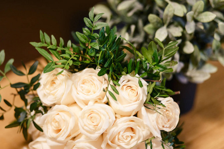 精致的米色玫瑰, 花束摄影图