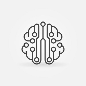 心理电路电路板大脑简单矢量轮廓图标照片