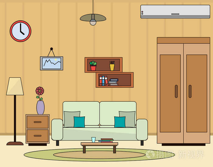 客厅室内平面矢量图