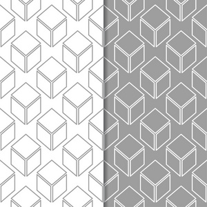 灰色和白色的几何装饰品。一套无缝模式的网络, 纺织品和墙纸
