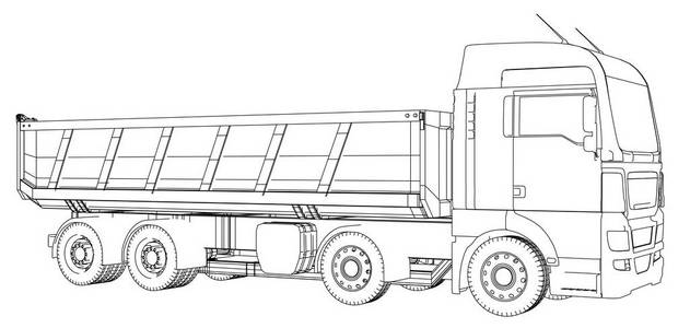 倾卸卡车素描.在白色背景下被隔离.描摹3d的插图.eps10照片