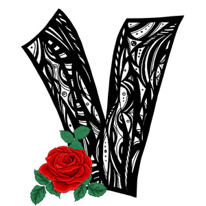 字母 V 和玫瑰, 美容和时尚标志
