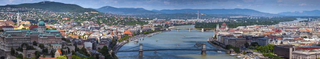 匈牙利首都布达佩斯城市全景景观