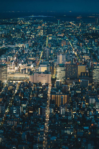 东京城市夜景空中摄影