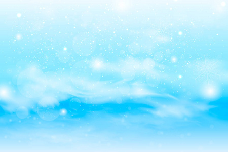 冬季蓝天随雪飘落, 雪花与冬景