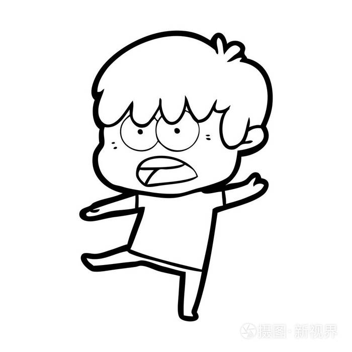 担心卡通男孩的矢量插图插画-正版商用图片0843zc-摄图新视界