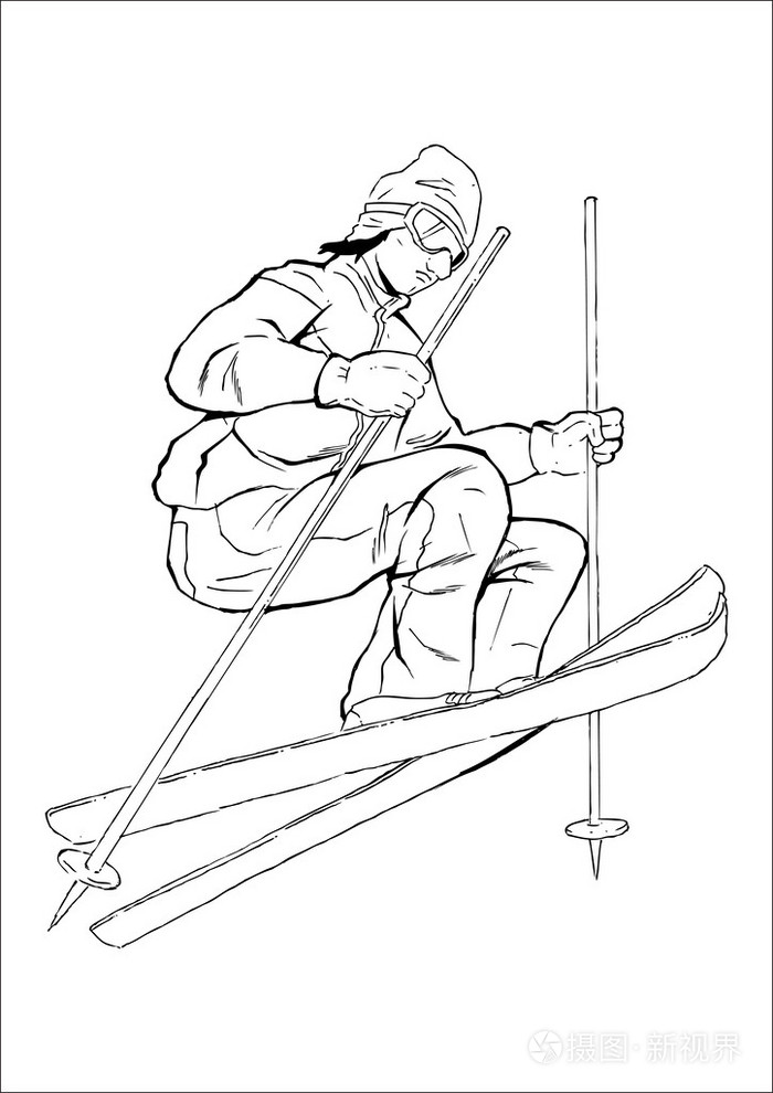 滑雪者插画-正版商用图片0845fx-摄图新视界