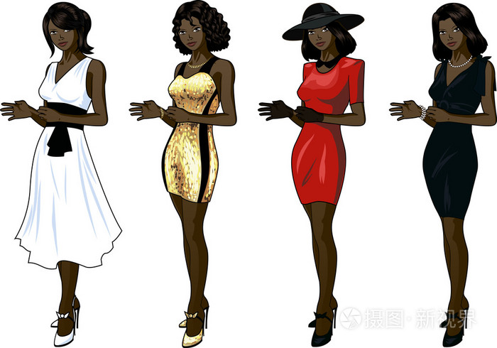 美丽的非洲裔美国女人衣服套 4 设计方案