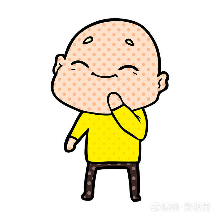 卡通光头男子的矢量插图