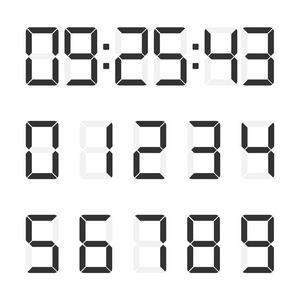 电子数字集的矢量图像。数字钟