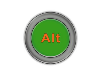绿色三维按钮, 标签为 Alt, 白色背景
