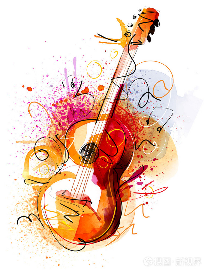 抽象的电吉他插画-正版商用图片084e3q-摄图新视界