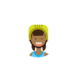 非洲儿童面对快乐女孩头盔肖像在白色背景, 女性头像平