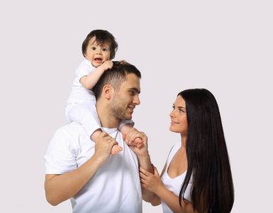一个幸福的家庭，在白色背景上