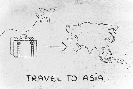 旅游行业 飞机及行李去亚洲