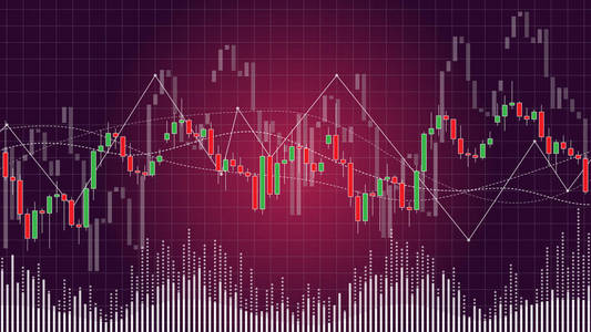 股票市场烛台图表向量例证在黑暗背景。外汇交易创意概念。外汇交易分析图形设计的烛台图