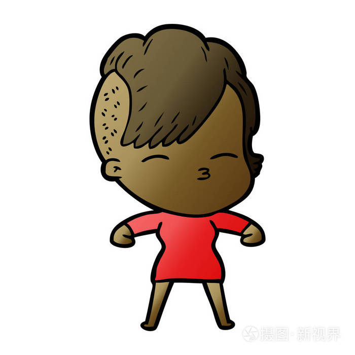 卡通斜视女孩的矢量插画