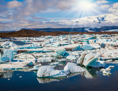 冰岛 Jokulsarlon 冰礁湖冰川景观景观