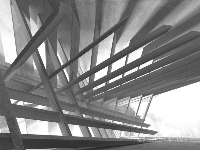 抽象几何混凝土建筑背景.3d 渲染图