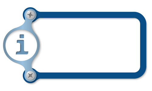 在蓝框带螺丝和信息符号