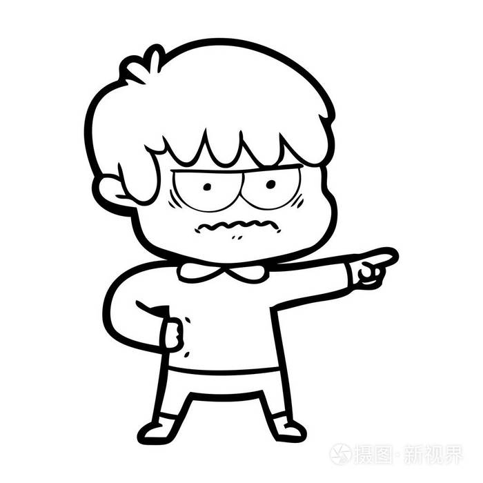 恼怒的卡通男孩的媒介例证插画-正版商用图片085h3n-摄图新视界