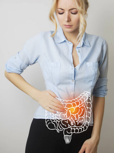 女性身体的肠道可视化摄影图